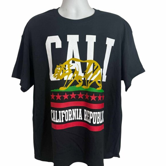 Men's T-shirt, California Republic, Size XL, Black - Picture 1 of 8